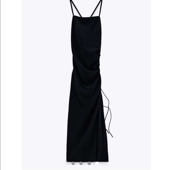 Limited edition black draped dress with side slit - Picture 4 of 7